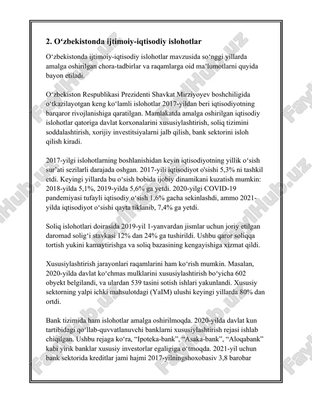 2019-yil. - asosiy maqsadlar: ekologik masalalarni hal etish, atrof-muhitni muhofaza qilish. - vakillar palatasidagi oʻrinlar (soʻnggi saylov natijalari boʻyicha): 15 oʻrin. 5. **adolat sotsial-demokratik partiyasi**: - tashkil etilgan sana: 1995-yil. - asosiy maqsadlar: jamiyatda adolatni taʼminlash, ijtimoiy himoya tizimini rivojlantirish. - vakillar palatasidagi oʻrinlar (soʻnggi saylov natijalari boʻyicha): 20 oʻrin. oʻzbekistonda siyosiy partiyalar toʻgʻrisidagi qonunchilik parlament - oliy majlis tomonidan tasdiqlangan maxsus hujjatlar asosida tartibga solinadi. oʻzbekistonda siyosiy partiyalar saylovlarda faol ishtirok etib, davlat hokimiyati organlariga oʻz nomzodlarini koʻrsatadi. 2019-yilda oʻtkazilgan parlament saylovlari partiyalar oʻrtasida raqobatni kuchaytirgan muhim siyosiy voqea boʻldi. oʻzbekiston respublikasi konstitutsiyasida siyosiy partiyalarning jamiyatdagi oʻrni, ularning huquq va burchlari aniq belgilab qoʻyilgan. konstitutsiyaga muvofiq, siyosiy partiyalar aholini ijtimoiy faollikka jalb qilish, fuqarolarni milliy va demokratiya tamoyillariga asoslangan siyosatga tayanch qilib, ularga xizmat qilish maqsadida faoliyat yuritadi. mamlakatda koʻp partiyali tizim rivojlanayotgan boʻlsa-da, siyosiy partiyalar faolligini oshirish, ularning jamoatchilik orasidagi mavqeini mustahkamlash muhim ahamiyat kasb etadi. har bir …