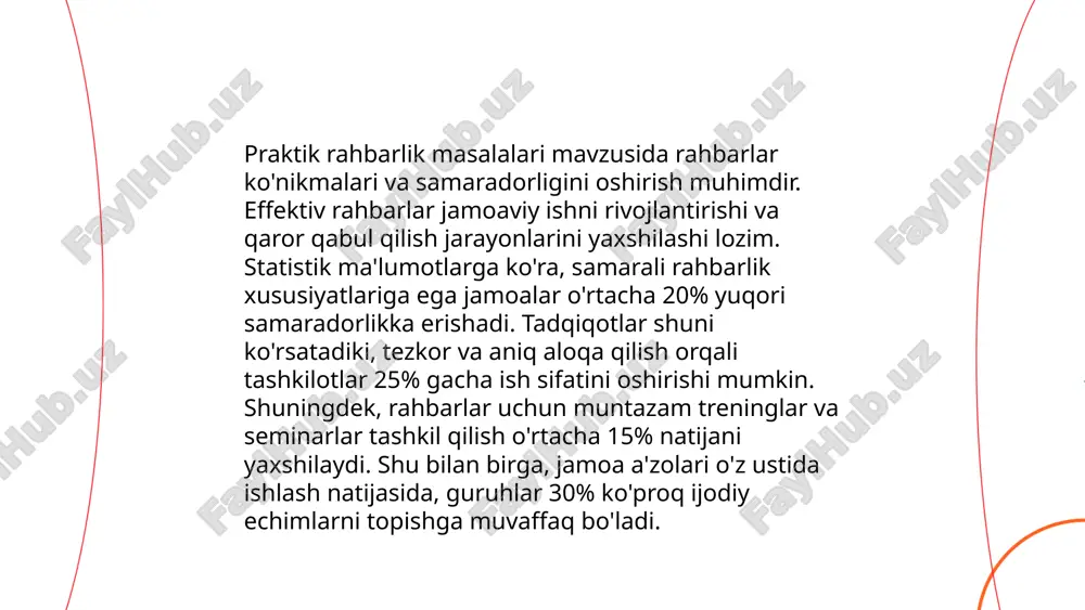 shdi. bunda axborot texnologiyalari sektori 60% gacha global o‘sishga hissa qo‘shib, yangi imkoniyatlar yaratmoqda. deloitte tahliliga qaraganda, korxonalarning 75%i innovatsiyalar va moslashuvchan strategiyalar yordamida raqobatdoshligini saqlab qolgan. 2023 yilga kelib, masofaviy ish o‘rinlari 30%ga ko‘paygan, bu esa ishchilarga yangi imkoniyatlar eshiklarini ochmoqda. ushbu jarayonlar orqali o‘zbekiston ham strategik rivojlanishga e’tibor qaratib, 2025 yilga kelib sanoatni raqamlashtirish bo‘yicha 40% o‘sishni rejalashtirmoqda. ... t.me/slaydai_bot 16. qonuniy va noqonuniy kuch qonuniy kuch deganda, davlat tomonidan tasdiqlangan va majburan ijro etiladigan qonunlar va qoidalar nazarda tutiladi. bu turdagi kuch davlat boshqaruvi, sud tizimi va huquqni muhofaza qilish organlari orqali amalga oshiriladi. noqonuniy kuch esa, davlat yoki qonunlarga zid ravishda amalga oshiriladigan harakatlar yoki ta'sirlarni bildiradi. bu turga korrupsiya, noqonuniy savdo, jinoyat va boshqa turli huquqbuzarliklar kiradi. 2020-yilda, transparency international tashkiloti ma'lumotlariga ko'ra, korrupsiya darajasi ko'plab mamlakatlarda jiddiy muammolardan biri bo'lib qolmoqda. har ikkala holatda ham, jamiyatda barqarorlik va adolatni ta'minlash uchun qonuniy ustuvorlikni kuchaytirish …
