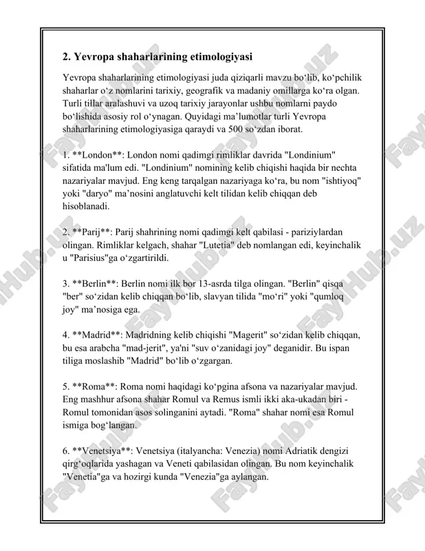 : qozog‘iston va qirg‘iziston chegarasida joylashgan katta shorin ko‘l bo‘lib, sirdaryodan suv oladi. - tuzko‘l: o‘zbekistonning eng yirik tuz ko‘llaridan biri bo‘lib, uran va boshqa minerallarni ishlab chiqarish uchun ishlatiladi. - aydarko‘l: 1969 yilda amudaryodan suv to‘ldirilishi natijasida hosil bo‘lgan sun'iy suv ombori. maydoni taxminan 3000 km². - karokul: qoraqalpog‘iston avtonom respublikasi hududida joylashgan sho‘r ko‘llardan biri hisoblanadi. - toshkentdagi chorvoq suv ombori: ulkan rekratsion zona va sun'iy suv ombori bo‘lgan. maydoni taxminan 60 km². 3. umumiy ma'lumotlar: - o‘zbekiston hududida daryolar uzunligi ko‘pincha g‘arbga yoki janubga oqadi. - amudaryo va sirdaryo orol dengiziga quyadigan asosiy ikki daryo bo‘lgan va orol dengizining qurigan qismi salbiy ekologik ta'sirlarni keltirib chiqargan. - amudaryo va sirdaryo suvlarining asosiy manbalari bahor qushyoqlarida qor erishi va yoz yomg'irlarida suv miqdorining oshishi bilan bog'liq. - orol dengizining ekologik muammolari sababli, mintaqada keng ko‘lamli ekologik loyihalar amalga oshirilgan. bu daryolar va ko‘llar ayniqsa o‘zbekiston va markaziy osiyoning …