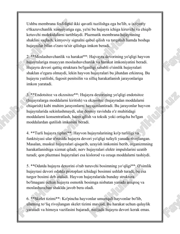 liyatlariga bog'liq ravishda o'zgaradi. yadrocha esa ribosomal rnk (rrnk) va ribosoma tarkibi uchun komponentlarning sintezlanadigan joyi hisoblanadi. ribosomalar oqsillarning sintezi jarayonida muhim ahamiyatga ega. o'simlik va hayvon hujayralari arasida yadroga oid ba'zi farqlar mavjud. masalan, o'simlik hujayralarida yadro odatda hujayra devoriga yaqin joylashgan bo'ladi, chunki katta vakuola hujayra hajmini ancha egallaydi. bunday holda, hujayraning boshqa qismlari vakuola atrofida joylashadi. o'simliklarda yadro vacuolalar bilan almashinishni boshqarishda ishtirok etadi. hayvon hujayralarida yadro hujayraning markazi yoki boshqa joyida joylashishi mumkin va u organellarning funksiyalariga ko'ra biroz ko'chishi mumkin. hayvon hujayralari odatda o'simlik hujayralariga nisbatan kichikroq oluradi, lekin yadrolari o'xshash struktura va funksiyalarga ega. yadro tarkibidagi dnk irsiy informatsiyani o'zida saqlaydi va hujayra ko'payishi, rivojlanishi va funksional faoliyatini boshqaradi. o'simliklarda bu genetik informatsiya fotosintez jarayonini va boshqa o'simliklarga xos jarayonlarni boshqaradi. hayvonlarda esa dnk organizmning shakli, ko'payishi va turli tizimlar faoliyatini tartibga soladi. yadroning eng muhim tarkibiy qismi bo'lgan dnk mutatsiyalarga moyil va bu …