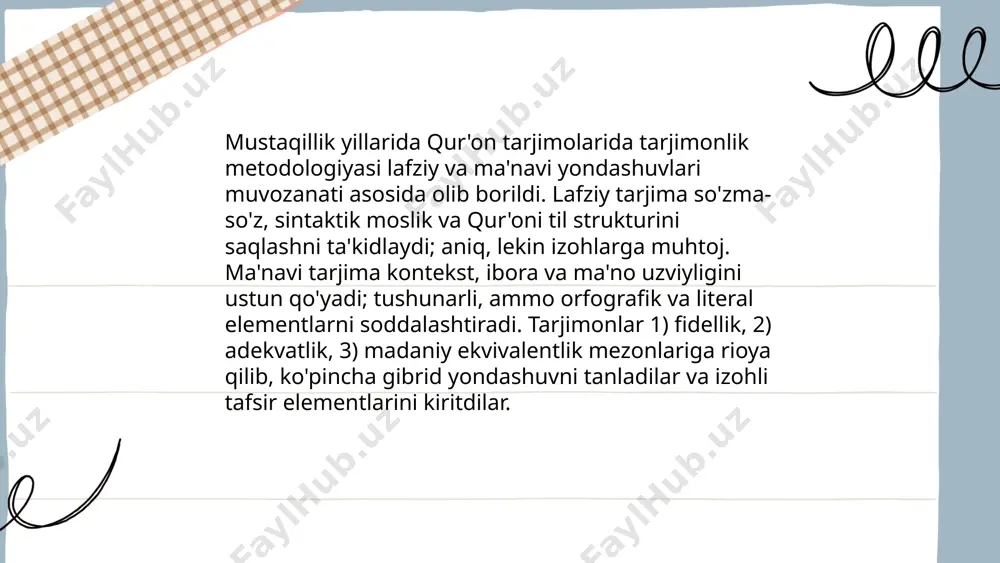 mustaqillik yillarida qur'onning o'zbek tiliga tarjima qilinishi va tafsirlari - Page 5