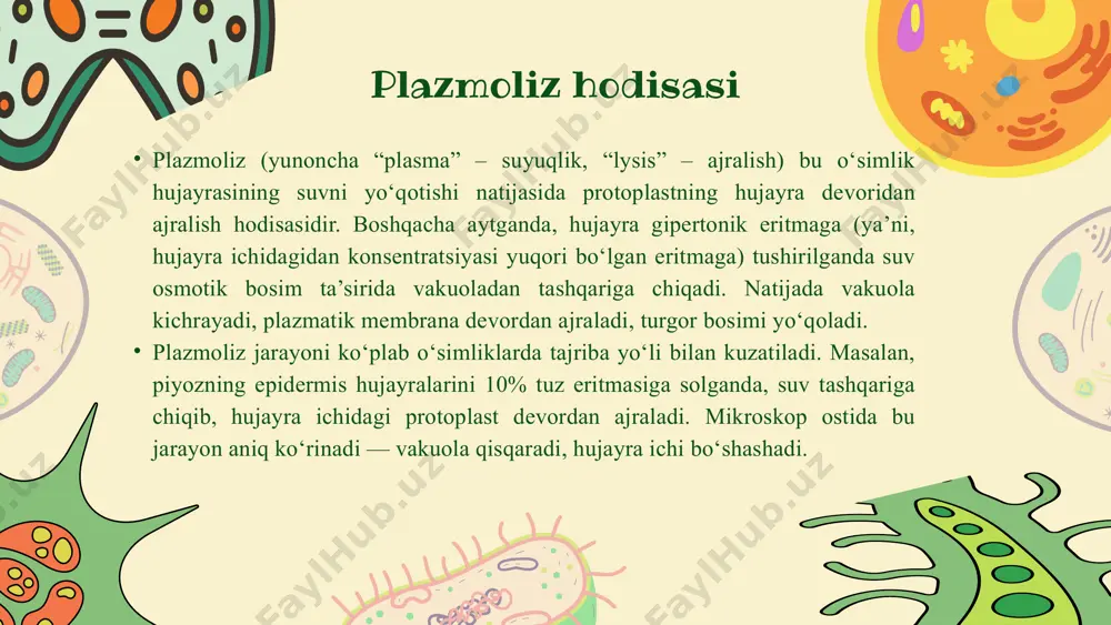 plazmoliz va deplazmoliz hodisasi. - Page 5