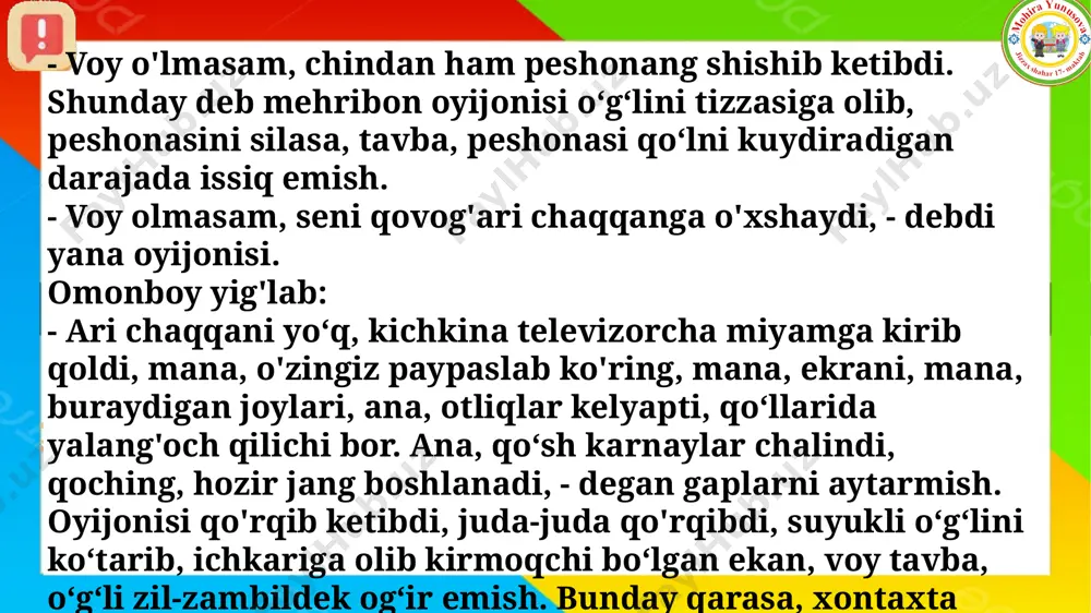 4-sinf o'qish 18-dars. 4 chorak telebola - Page 5