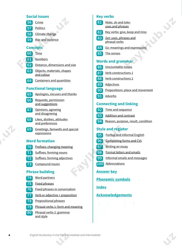 nd phrases at the upper end of the a2 level and across the b1 level. much of the new vocabulary (on average about 25 items per unit) is presented through different types of text, and then explained immediately after the item appears, or in a separate glossary below the text; some words are presented in tables or lists, and contextualised in sentence examples; some of the new vocabulary is presented in pictures and diagrams. the new vocabulary is then practised on the right-hand pages through a wide range of exercise types. these pages generally progress from easier to more difficult exercises, with items often tested receptively first, e.g. through a matching or grouping exercise, before moving on to more challenging productive exercises such as gap-fill texts or sentence transformations. in many units, the final exercise is called over to you. this indicates a personalised exercise, in which learners have an …