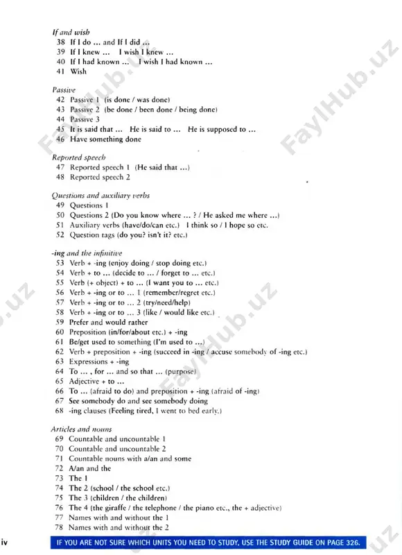 ay/back appendix 1 regular and irregular verbs 292 appendix 2 present and past tenses 294 appendix 3 the future 295 appendix 4 m odal verbs (can/could/will/would etc.) 296 appendix 5 short forms (i’m / you’ve / d idn ’t etc.) 297 appendix 6 spelling 298 appendix 7 american english 300 additional exercises 302 study guide 326 key to exercises 336 key to additional exercises key to study guide 372 368 index 373 if you are not sure which units you need to study, use the study guide on page 326. thanks i w rote rhe original edition of english g ram m ar in use when 1 was a teacher a t the swan school of english, o xford. i would like to repeat my thanks to my colleagues and students a t the school for their help, encouragem ent and interest a t tha t time. m ore recently …