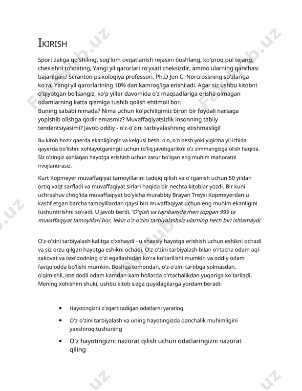 z, siz uchun ajoyib yangiligim bor. audio kitob versiyasini yuklab olishingiz mumkinintizomning kuchibepul 30 kunlik audible sinov versiyasiga ro'yxatdan o'tish orqali! tez kunlarda oceanofpdf.com https://oceanofpdf.com/ cbo'lim biologikargument 1: self-discipline - tu taxminlarga ko'ra, ba'zi odamlar o'z-o'zini tarbiyalash qobiliyatiga ega, boshqalari esa yo'q, ammo bu unday emas. o'z-o'zini tarbiyalash ilmi bor va agar siz hayotingizda undan ko'proq narsani xohlasangiz, u sizga uning biologik asoslarini yaxshiroq tushunishga yordam beradi. ushbu bo'limda siz o'z-o'zini tarbiyalash biologiyasi va uni yaxshilash uchun miyaning ba'zi qismlarini qanday qilib yo'naltirishingiz mumkinligi haqida bilib olasiz. inson miyasida taxminan 100 milliard neyron mavjud bo'lib, ular bizning xatti- harakatlarimiz va fikrlarimiz uchun javobgardir. neyrobiologlar todd xare va kolin kamerer o'tkazdilaro'rganish 2009 yilda ular funktsional magnit-rezonans tomografiya mashinalaridan (fmri) odamlar o'z-o'zini nazorat qilish va intizomni qo'llashni talab qiladigan vazifalar bilan shug'ullanganda sodir bo'ladigan miya faoliyatini qayd etish uchun foydalanganlar. ishtirokchilarga tadqiqotning darhol yakunida kichik moliyaviy mukofot yoki keyinroq kattaroq moliyaviy mukofotni …