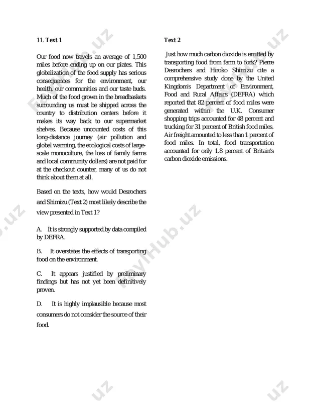 t in different forms. print books and e-books each have unique attributes and serve distinct purposes, which vary by demographic and situational factors. researchers yin zhang and sunali kudva used data from the national reading habits survey to examine book-format preferences in a variety of situations. although the pair found that e-books are firmly established as an option due to ease of accessibility, they also concluded that print books offer greater appeal to most readers in certain situations. which choice best describes data from the chart that supports zhang and kudva's finding? a. a large majority of readers seeking immediate access to a book preferred the electronic option, with less than 25% of readers opting for print. b. the percentage of readers who chose a format based on the variety of titles available was about 50% for both print books and e- books. c. more than 75% of readers preferred …