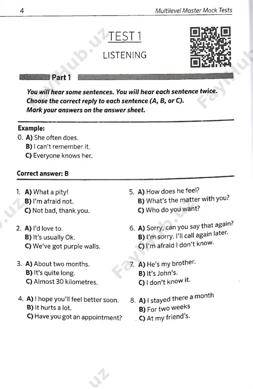 ng. test 1 7 27. what does the tutor say about ahmed’s preparation for the seminar? a) he was better prepared than some students. b) he completed some useful work. c) he read some useful articles. extract three 28. how do people with positive ideas about time try to remember good moments? a) focusing on bad moments b) save items with sweet memories c) go to birthdays 29. what kind of people think that their fate cannot be changed? a) hedonistic b) negative thinker c) fatalistic you will hear a part of a lecture. for each question, fill in the missing information in the numbered space. write no more than one word for each answer. the speaker chose to study arabic because one of the teachers had a (30)_____ __ for the subject. the language spoken in the city where she is studying is a (31)________ which people understand across …