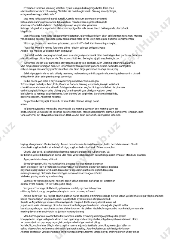 . "meyson va bruk buni bekor qilishdi", deydi u tushuntirishda. "voy xudoyim. ular qilmadilar! ” men aytaman. bu yangilik. ajablanarli yangiliklar. bruk uchun emas. ammo mya meysonni xonimdan beri ezmoqda. uilsonning ingliz tili sinfining ikkinchi kursi, shuning uchun bu sayohat uning uchun imkoniyat harakat. menga qotilni o'n pog'onali qilishga yordam berish uchun u erda bo'lmayman "whirlwind cabo romance with mason" rejasi. mya telefonini joyiga qo'yib, beparvolik bilan yelkasini qisib turdi va o'zini qiyofada ko'rsatdi devorlardagi ba'zi bir san'at asarlariga qarang. “katta ish yo'q. biz u bilan uchrashamiz va teylor ertaga ertalab aeroportda. ” men unga nigoh tashlayman va u katta tabassum bilan ajralib turadi. “yaxshi, bu biroz katta shartnoma! ” hammamiz hayajondan baqiramiz va men juda yoqimli polka-nuqta ushlab turaman - juda qadimiy va uning xiyobonida joylashgan parcha. u boshini ushladi va uni ushladi uni tanasiga qadar ushlab turing. "men seni tanlaysan deb umid qilgandim". kamilaning asabiy ravishda soatiga qarab …