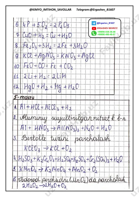 8-sinf kimyo reaksiya va modda ergashev behro'z. pdf - Page 5