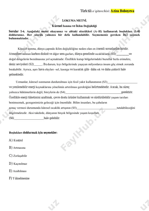 et bağımlılığı ve zararları d) sosyal medyanın psikolojik etkileri e) teknolojinin eğitimdeki yeri f) çocukları dijital dünyaya hazırlamak g) bilgi kirliliği ve doğru kaynak kullanımı h) ekran süresi ve fiziksel sağlık i̇lişkisi i) dijital güvenlik ve kişisel verilerin korunması j) i̇nternette etik kurallar i. günümüzde sosyal medya, gençlerin en çok vakit geçirdiği alanlardan biri hâline gelmiştir. gençler, bu platformlar aracılığıyla haberleri takip etmekte, arkadaşlarıyla iletişim kurmakta ve çeşitli içeriklere erişmektedir. ancak sosyal medyanın yaygın kullanımı, bazı riskleri de beraberinde getirmektedir.araştırmalara göre, sosyal medyanın aşırı kullanımı gençlerde odaklanma problemlerine yol açmakta ve akademik başarıyı olumsuz etkileyebilmektedir. ayrıca, sosyal medya üzerinden yayılan yanlış bilgiler, bireylerin gerçekleri ayırt etmesini zorlaştırmaktadır.özellikle gençlerin, internette gördükleri her bilgiye güvenmemesi ve doğruluğunu teyit etmesi gerekmektedir. sosyal medyanın bilinçli kullanımı için medya okuryazarlığının geliştirilmesi büyük önem taşımaktadır. ii. günümüzde bilgiye ulaşmak artık çok kolay. ancak internetin sunduğu bilgilerin doğruluğundan emin olmak her zaman mümkün değildir. yanlış yönlendirici haberler, …