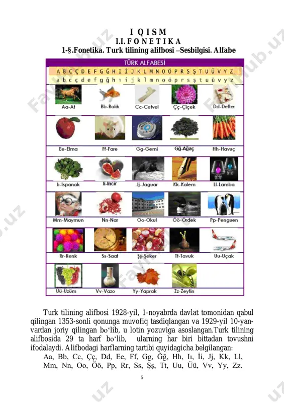 uman, ucuz, ufuk, ulu, uçak, tuğ, tulum, uydu, uygar, usul, unsur, sultan, uç, ulus, buhar, muhtar, muallim, su. ücret, ünlü, üç, ülke, ülkü, üniversite, ürün, tütün, tüzel, tüp, tür, küçük, kül, düşünce, düğün, mühendis, düdük, tüzük, müsait. turk tilida salomlashuv turklarning hozirgi kunda og‘zaki nutqda eng ko‘p qo‘llaydigan salomlashuv so‘zi “merhaba” (salom) bo‘lib, u , asosan, tengdoshlar yoki yoshı so‘zlovchidan kichik bo‘lgan shaxslarga nisbatan aytiladi. ko‘pchilikka nisbatan ba’zan merhabalar (hammaga salom) shaklida ham qo‘llaniladi. turklar, odatda, salomlashuv so‘ziga murojaat etila- yotgan shaxsning ismini qo‘shib aytadilar: – merhaba, ayşe. – merhaba, mine. quyidagi salomlashuv iboralari barcha yoshdagi suhbatdoshlarga nisbatan ishlatiladi: günaydın. / hayırlı sabahlar. – xayrli tong. i̇yi günler. / hayırlı günler. – xayrli kun. i̇yi akşamlar. / hayırlı akşamlar .– xayrli kech (oqshom). salomlashgach, suhbatdoshdan hol-ahvol so‘rash maqsadida quyidagi iboralar ishlatiladi: nasılsın? / nasılsınız? – qandaysan?/ qandaysiz? i̇yiyim./ i̇yiyiz. – yaxshiman./ yaxshimiz. i̇yi misin? / i̇yi misiniz? – yaxshimisan?/ yaxshimisiz? …