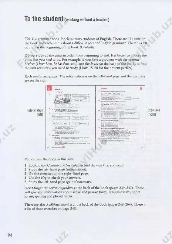 a full list on page 248. finally, there is a key at the back o f the book (pages 265-295) for students to check their answers. an edition w ithout the key is also available for teachers who would prefer their students to use this. level the book is for elementary learners, i.e. learners with very little english, but 1 would not expect it to be used from the first day o f a course for complete beginners. it is intended mainly for elementary students who are beyond the very earliest stages o f a beginners’ course. it could also be used by lower in termediate learners whose grammar is weaker than other aspects o f their english or who have problems with particular areas o f ‘elementary’ grammar. the explanations are addressed to the elementary learner and are therefore as simple and as short as possible. the vocabulary used …