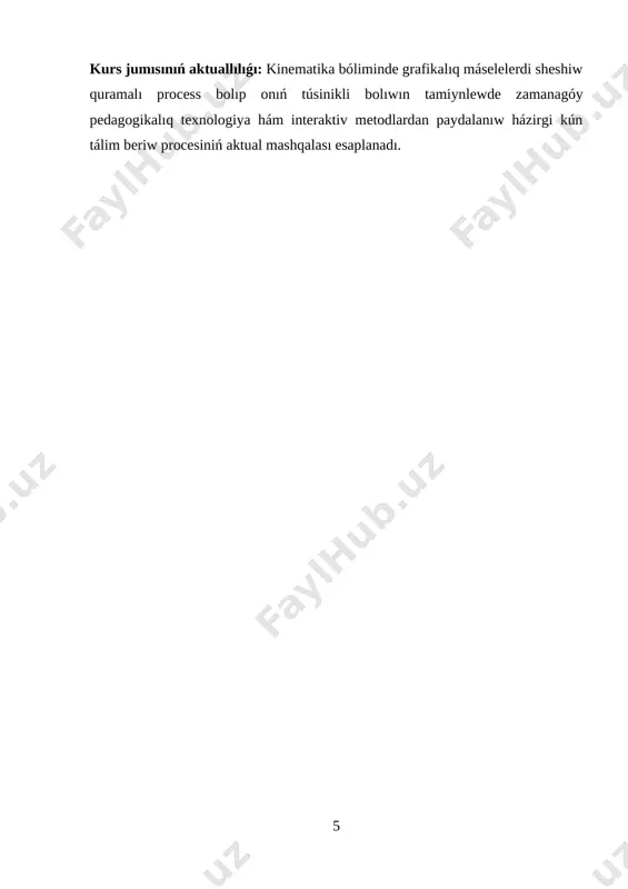 dı basıp ótedi. deneniń teń ólshewli qozǵalısındaǵı tezligi hám basıp ótken jolı belgili bolsa, tezlik formulasınan onıń qozǵalıs waqtın tabıw múmkin: teń ólshewli qozǵalıp atırǵan deneniń qozǵalıs waqtın tabıw ushın usı waqıtta basıp ótilgen joldı tezlikke bóliw kerek. máselen, dene 12 m/s tezlik penen teń ólshewli qozǵalıp atırǵan bolsa, ol 60 m joldı = 60 m = 5 s ta basıp ótedi. tezliktiń grafigi: teń ólshewli qozǵalısta t waqtınıń artıp barıwınan deneniń tezligi ózgermey qala beredi. mısalı, tuwrı sızıqlı teń ólshewli qozǵalatuǵın deneniń baslanǵısh tezligi 10 m/s bolsa, 10 s, 20 s, 30 s, 40 s, 50 s tan keyin de onıń tezligi 10 m/s qa teń bola beredi. bunday jaǵdayda tezliktiń grafigin 1-súwrette kórstilgen. ulıwma alǵanda, teń ólshewli qozǵalısta tezliktiń grafigi tárepleri υ hám t bolǵan tuwrı tórtmúyeshlikten ibarat boladı. usı tórt múyeshtiń beti san jaǵınan dene basıp ótken s jolǵa teń (1-b súwret). [image: ] [image: ] 1a, …