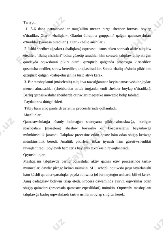 ektron qabıǵında boladı. xlor atomında 17 elektron bolıp, olardan 7 wi sırtqı elektron qabıǵında aylanadı. ximiyalıq elementlerdiń periodlıq sistemasındaǵı barlıq elementlerdiń ayırıp alın ǵan atomı elektr neytral. sebebi, atom yadrosındaǵı oń zaryadlı protonlar sanı qansha bolsa, yadro dógereginde aylanıp júrgen teris zaryadlı elektronlar sanı da sonsha boladı. usıǵan uqsas na hám cl atomları ayırıp alınǵanda elektr neytral. xlor atomlarınıń sırtqı elektron qabıǵı tolıwı ushın 1 elektron jetispeydi. sol sebepli xlor hám natriy atomları bir-birine jaqınlasqanda elektronlar almasıwı júz beredi. xlor atomı natriy atomınıń sırtqı elektron qabıǵındaǵı 1 elektrondı tartıp aladı. nátiyjede xlor atomı teris zaryadlı xlor ionına (cl-), natriy atomı bolsa 1 elektrondı joytıp, oń zaryadlı natriy ionına (na+) aylanıp qaladı: na – e- → na+ hám cl + e- → cl–. túrli belgige iye bolǵan natriy hám xlor ionları bir-biri menen tartısıp nacl kristall reshyotkasın payda etedi ionlar arasında kulon kúshi nátiyjesinde júzege keletuǵın ximiyalıq baylanısqa ionlı baylanıs delinedi. …
