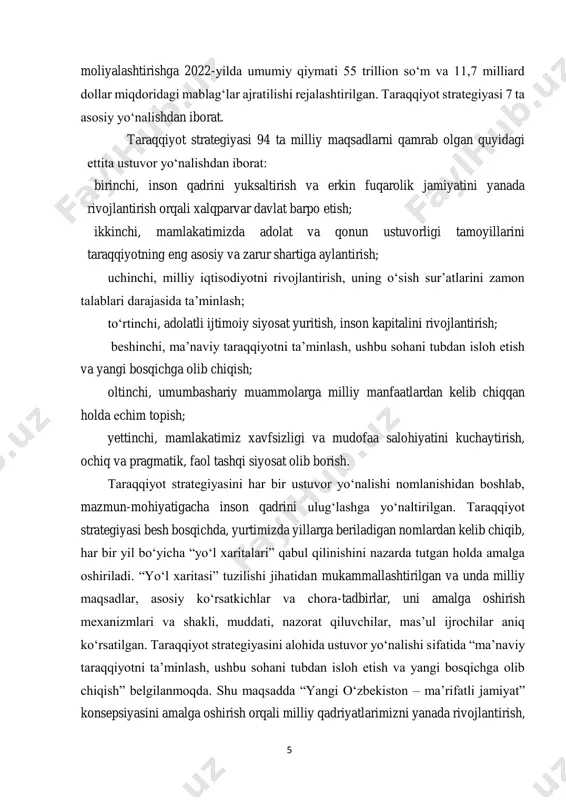 takchi oliy ta’lim muassasasi etib belgilandi. pedagog kadrlarni tayyorlash yo‘nalishida: - 2022/2023 o‘quv yilidan boshlab toshkent davlat pedagogika universitetining kunduzgi ta’lim shaklida tahsil olayotgan 2-4-bosqich talabalari uchun haftalik o‘quv mashg‘ulotlari “4+2” tartibida, shu jumladan, darslarning 4 kuni oliy ta’lim muassasasida, 2 kuni umumiy o‘rta ta’lim muassasalarida amaliyot o‘tash joriy etildi; - prezident ta’lim muassasalari agentligi bilan hamkorlikda toshkent davlat pedagogika universiteti talabalarining tanishuv va malakaviy amaliyotlarini, umumiy o‘rta ta’lim muassasalari bilan birga prezident, ijod va ixtisoslashtirilgan maktablarda ham tashkil etildi; - toshkent davlat pedagogika universitetida o‘quv dasturlari o‘zaro yaqin bo‘lgan bakalavriat ta’lim yo‘nalishlari bo‘yicha asosiy va qo‘shimcha mutaxassislik (kvalifikatsiya) berish tartibini yo‘lga qo‘yildi. o‘zbekiston respublikasining “ta’lim to‘g‘risida”gi qonunning maqsad va vazifalari. o‘zbekiston respublikasining konstitutsiyasining 41-moddasida “har kim bilim olish huquqiga ega. bepul umumiy ta’lim olish davlat tomonidan kafolatlanadi. maktab ishlari davlat nazoratidadir” deb ko‘rsatilgan. mamlakatimizda mustaqillikning birinchi yillaridan boshlab ta’lim sohasida eski yondashuvlardan butunlay voz kechilib, yangicha tamoyillarga, milliy qadriyat …