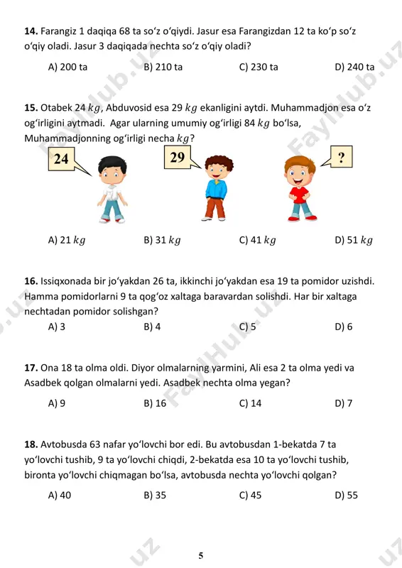 2-sinf matematika test - Page 5