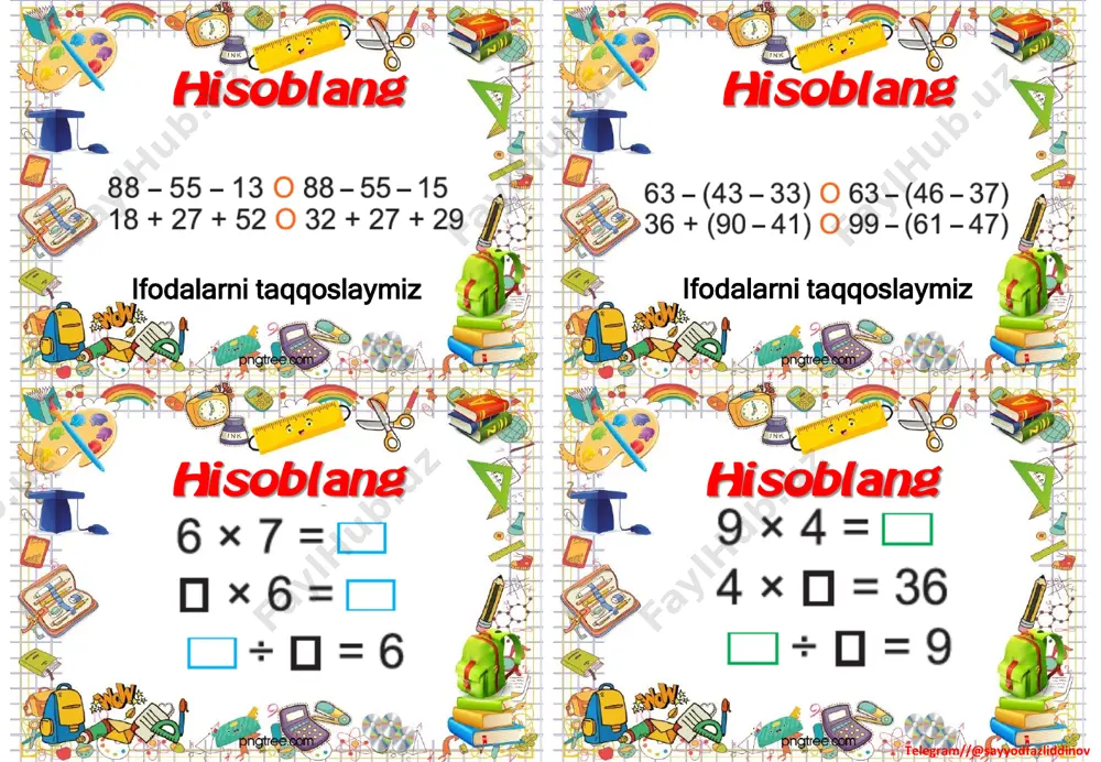 3 sinf matematika 1 chorak tarqatmalari - Page 5