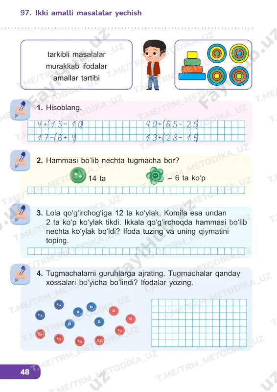 matematika 1 sinf darslik 95-99 - Page 5