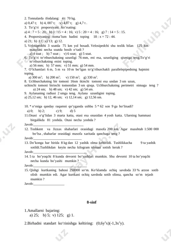 5-6-7-8-9 sinf. 15 talik testlar. - Page 5