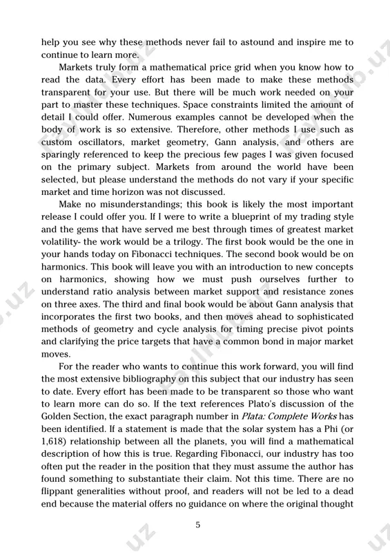 more can do so. if the text references plato's discussion of the golden section, the exact paragraph number in plata: complete works has been identified. if a statement is made that the solar system has a phi (or 1,618) relationship between all the planets, you will find a mathematical description of how this is true. regarding fibonacci, our industry has too often put the reader in the position that they must assume the author has found something to substantiate their claim. not this time. there are no flippant generalities without proof, and readers will not be led to a dead end because the material offers no guidance on where the original thought 5 or concepts were extracted. the methods are explained exactly as they have been applied for so many years. but that does not mean they will be easy. this book will require patience and work on your part. …