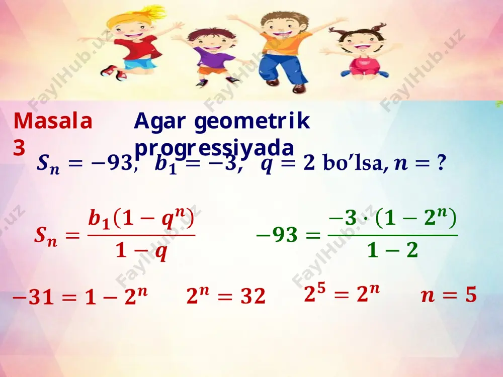 geometrik progressiya dastlabki n ta hadi yig'indisi - Page 5