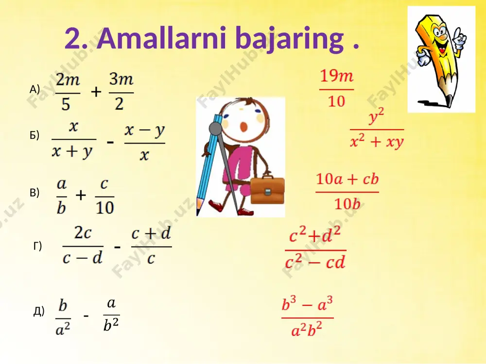 6 sinf algebraik kasrlar - Page 5