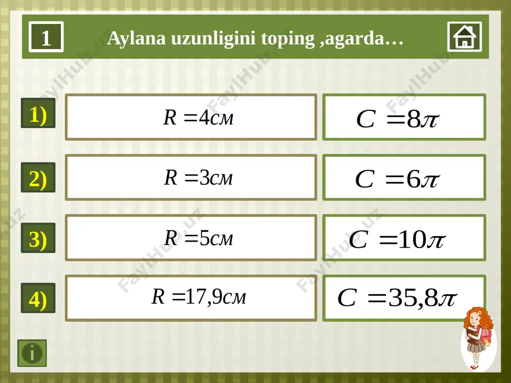 ya posledovatelnosti resheniya. najat na mini-izobrajenie malchika v pravom nijnem uglu. 24 shtrixlangan yuzani toping 14/2 javob tekshirish algoritm deystviy: najat na mini-izobrajenie malchika v pravom pochti verxnem uglu. najat na blok s nadpisyu «risunok» – vizualizatsiya risunka k zadache. knopka «javob – dlya vizualizatsii javoba, posle resheniya zadachi uchenikom na doske. ili snachala posledovatelno najimaem na knopku «tekshirish» – vizualizatsiya posledovatelnosti resheniya. najat na mini-izobrajenie malchika v pravom pochti verxnem uglu. 25 shtrixlangan yuzani toping 14/3 javob tekshirish m k l algoritm deystviy: najat na mini-izobrajenie malchika v pravom nijnem uglu. najat na blok s nadpisyu «risunok» – vizualizatsiya risunka k zadache. knopka «javob – dlya vizualizatsii javoba, posle resheniya zadachi uchenikom na doske. ili snachala posledovatelno najimaem na knopku «tekshirish» – vizualizatsiya posledovatelnosti resheniya. najat na mini-izobrajenie malchika v pravom nijnem uglu. 26 titulniy slayd geometricheskie prinadlejnosti shkolnitsa stopka knig uchenik shkolnitsa-2 istochniki image1.png image2.jpeg image3.png image4.jpeg image5.jpeg …