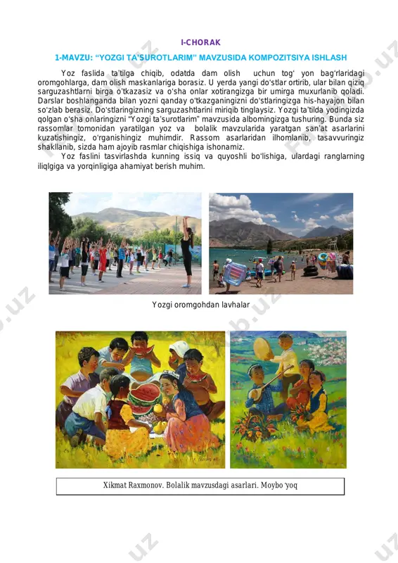 i rim, gretsiya, misr va boshqalarda) odamlar devorlarga yozuvlarni tushirib o‘z fikrlarini bildira boshlaganlar. miloddan avvalgi 13−9 mingyillikka oid tosh rasmlar. kueva-de-las-manos g‘ori, argentina. foto: sergeyurich.livejournal.com sarmishsoy qoya toshlaridagi qadimiy tasvirlar. street-artning zamonaviy ko‘rinishi 1960-yillarda aqshning filadelfiya shtatida rivojlangan. ushbu joy haligacha graffiti madaniyatining tarixiy markazi hisoblanadi. 1970- yillarda esa mazkur san’at turi nyu-yorkda tarqala boshlagan. street-art quyidagi texnikalar orqali ajratiladi:  writing — biror uslubga bog‘lanmagan holda graffitini yaratish, u o‘z ichiga street- artning barcha ko’rinishdagi asarlarini oladi;  bombing — ekstremal sharoitlarda yuqori tezlikda tasvirlarni ishlash;  tagging — rassomning dastxati, nikneymi (taxallusi). uslublari:  bubble-letter — pufaklarga o‘xshash katta harflar va yirik obyektlar bilan chiziladigan grafika;  throw-up — ikki xil rang va oddiy shakllarni ishlatgan holda yaratiladigan rasmlar, asosan nyu-yorkda qo‘llaniladi;  character — graffitist-muallif uslubidagi personajlar rasmi;  wild style — eng keng tarqalgan uslublardan biri bo‘lib, murakkab rasmlarni o‘z ichiga oladi va yuqori darajali …