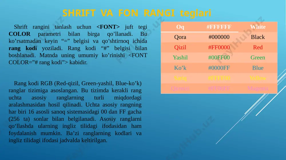 9-sinf. shrift o‘lchami, rangi va web-sahifa foni - Page 5