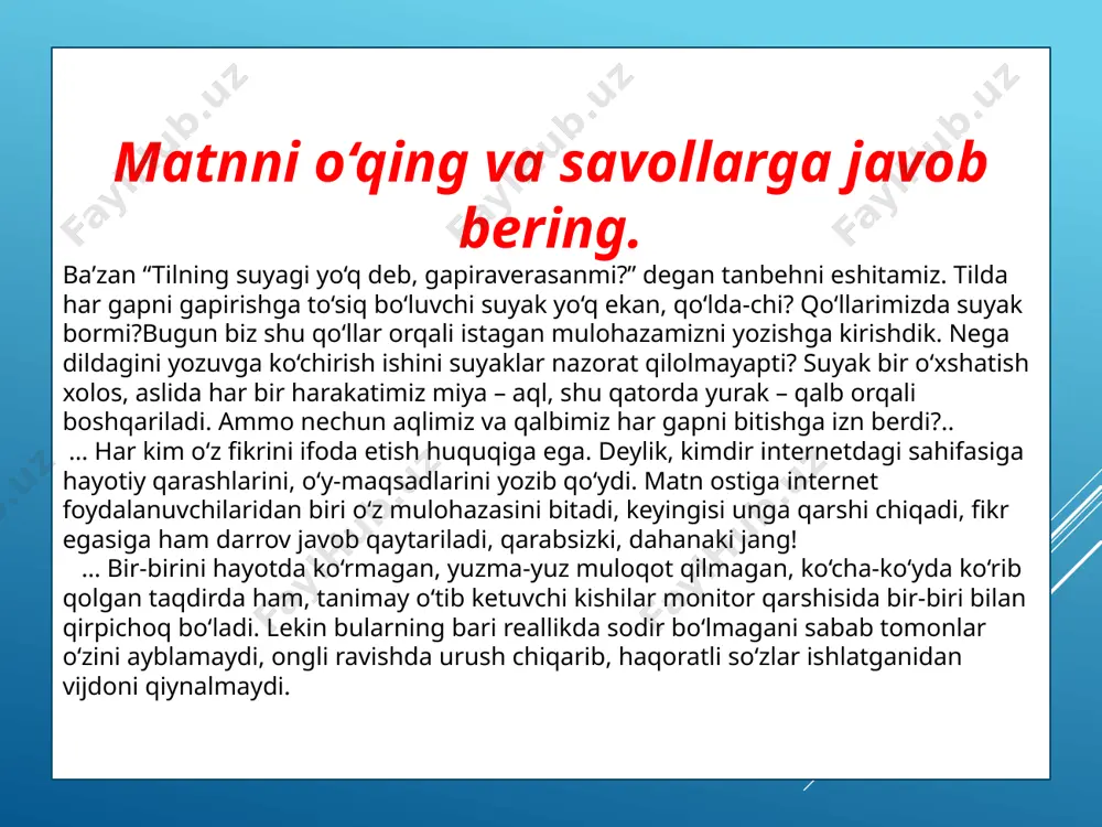 7-sinff. matn oʻqish. topshiriqlar ustida ishlash 1 - Page 5