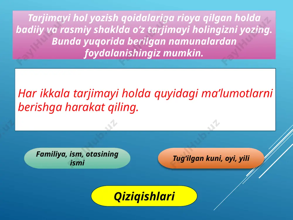 7-sinf. badiiy va rasmiy shakldagi tarjimayi hol yozish - Page 5