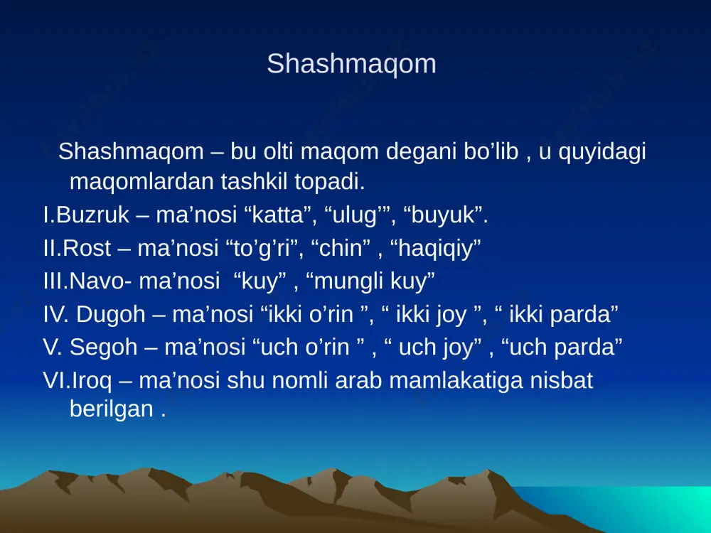 7-sinf musiqa 10.maqom tushunchasi. “shashmaqom” 1+ - Page 5