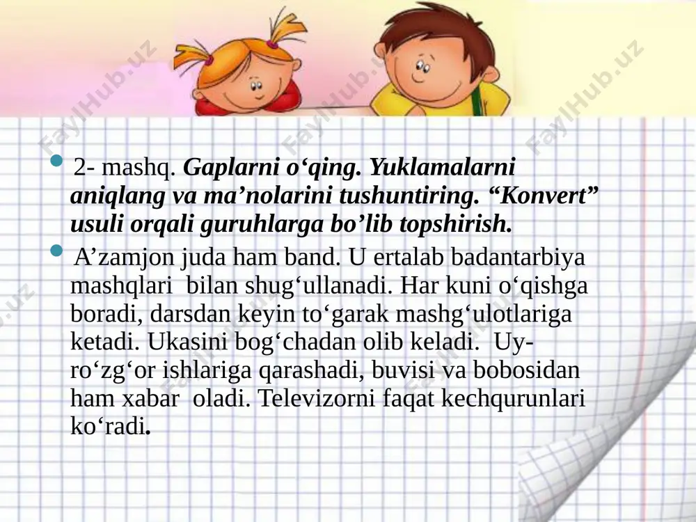 7-sinf o'zbek til mening orzularim yuklamalar - Page 5