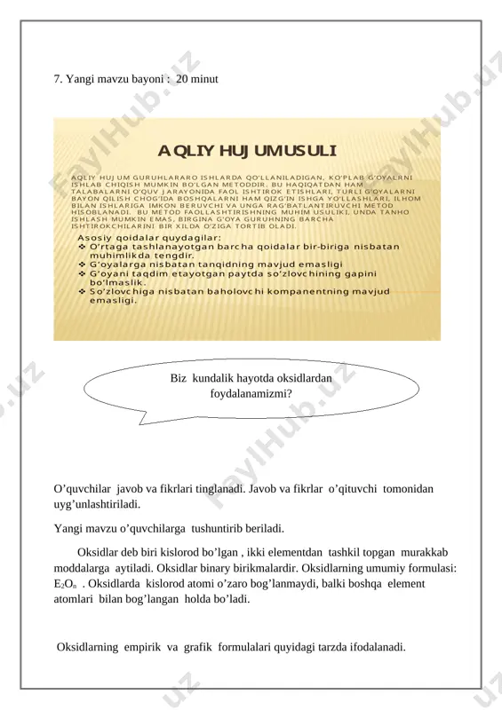 7- sinf kimyo 1 soatlik ochiq dars ishlanmasi - Page 5