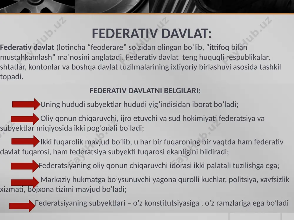 am bo’lishi bilan farq qiladi. prezidentning o’zi parlament roziligi bilan shu hukumatni tuzadi va zarurat tug’ilganda uni tarqatib yuborish huquqiga ega bo’ladi. butun xalq tomonidan saylangan prezident umummilliy manfaatlar ifodachisi, millat ramzi bo’lishi boshqaruv prezidentlik shaklining ijobiy tomonidir. mazkur shakl butun vakolatni bir shaxsga beradi va u favqulodda holatlarda mas’uliyat va rahbarlikni o’z qo’liga oladi. boshqaruvning prezidentlik shakli, odatda, parlament shakliga nisbatan yuqoriroq darajadagi siyosiy barqarorlikni ta’minlaydi. image7.png image8.jpeg image13.png image14.jpeg image15.jpeg image16.jpeg image17.jpeg image18.jpeg image19.png image20.png image21.jpeg image22.jpeg image23.jpeg image4.jpeg