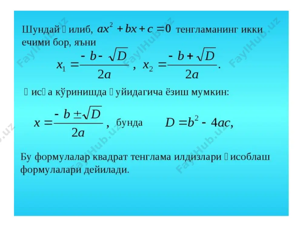 8-sinf. algebra. kvadrat tenglama ildizlari - Page 5