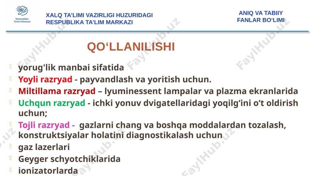 elektr razryadlarining turlari va ulardan foydalanish - Page 5
