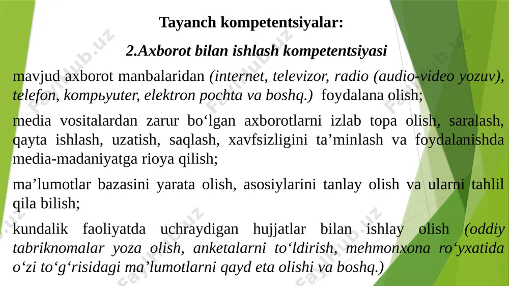 sishish nuqtasida bo ‘ladi. 3. har qanday uchburchakka tashqi aylana chizish mumkinmi? yechish: ha, har qanday aylanaga tashqi aylana chizish mumkin. uchburchak ichida uchburchak tomonida uchburchak tashqarisida 4. berilgan uchburchakka tashqi aylana chizing. yechish: berilgan uchburchakka tashqi aylana chizish uchun, uchburchakning tomonlariga o`rta perpendukulyarlarini o`tkazamiz. o`rta perpendikulyarlar kesishgan nuqtani belgilab, shu nugatani markaz qilib, aylana chizamiz. 5.(og‘zaki.) uchburchakka tashqi chizilgan aylananing markazi: 1) uchburchak ichida; 2) uchburchakning tomonida; 3) uchburchakdan tashqarida bo‘lishi mumkinmi? misollar keltiring. yechish: 7 . a) o markazli aylana to‘g‘ri burchakli uchburchakka tashqi chizilgan. o nuqta gipotenuzaning o‘rtasi ekanini isbotlang. yechish: aylanaga ichki chizilgan burchaklarning xossalariga ko`ra, diametrga tiralgan ichki chizilgan hamma burchaklar to`g`ri burchadir. shuning uchun to`gri burchakli uchburchakka tashqi chizilgan aylananing diametri to`gri burchakli uchburchakning gipotenuzasi bo`ladi. demak, o nuqta gipotenuzaning o‘rtasi ekeanligi kelib chiqadi. b) gipotenuzasi: 1) 25 sm; 2) 41 dm; 3) 130 mm; 4) 61 sm ga teng bo‘gan uchburchakka tashqi chizilgan …