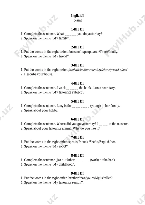 ingliz tili 5 imtihon 2021 - Page 5