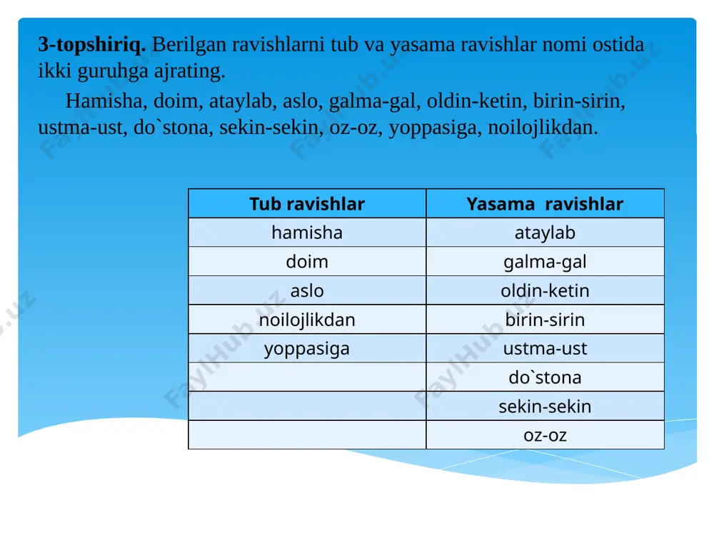 6-sinf.ravishlarning yasalishi. tub va yasama ravishlar - Page 5