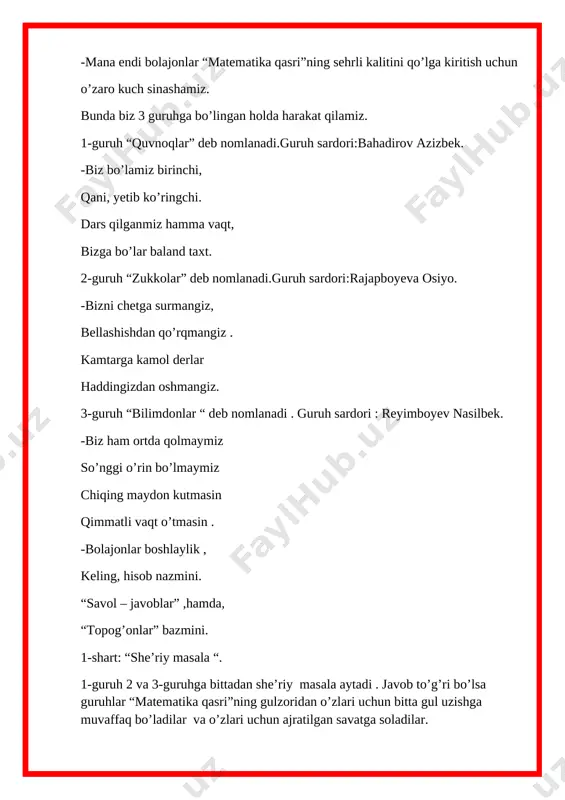 matematikadan 1-sinflar uchun tadbir senariysi - Page 5