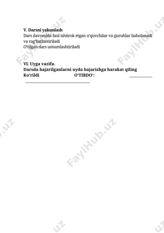 3*8600042396305723*summa# bog’lanish uchun: [image: contact] tel: + 998909051430. [image: telegram-ui-sign-round-512] telegram: @zamonaviyustozlar [bookmark: _goback] image6.png image7.png image8.png image9.png image10.png image1.png image2.png image3.png image4.png image5.png sana: ____________ sinf: 1 ________ fan nomi: texnologiya mavzu: texnologiya fani haqida tushuncha da rsning maqsadi: a) ta’limiy: yangi mavzu yuzasidan keng va atroflicha ma’lumot berish. yangi mavzuning mazmun va mohiyatini ochib berish va bu asosda ko’zlangan maqsadga erishish, darsni dts talablari asosida o’tilishiga erishish, texnologiya faniga oid atamalarni to‘g‘ri talafuz qila olish , texnologiya faniga oid bilimlarini boyitish, tirishqoqlikni, qo‘l harakati motorikasini rivojlantirish. b) tarbiyaviy: o’quvchilarni ona vatanga muhabbat ruhida tarbiyalash, bir – birlariga va atrofidagilarga o’zaro h urmat qilishga o’rgatish, jamoada ishlashi orqali o`zaro hamkorlik munosabatlarini tarbiyalash, mamlakatimizdagi bayram kunlarini bilish , mavjud axborot manbalaridan (kitob, telefon, televizor, radio va boshq.) foydalana olish va xulosa chiqarish , o‘z yoshiga mos kitoblarni o‘qish, tushunish va ulardan ibrat olish, televizor va radiolar orqali berilib borilayotgan xabarlarni …
