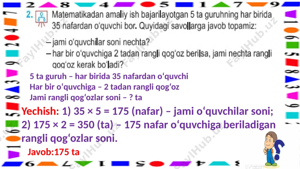 3-sinf.ko`paytirish va bo`lishga oid masalalar.25-dars - Page 5