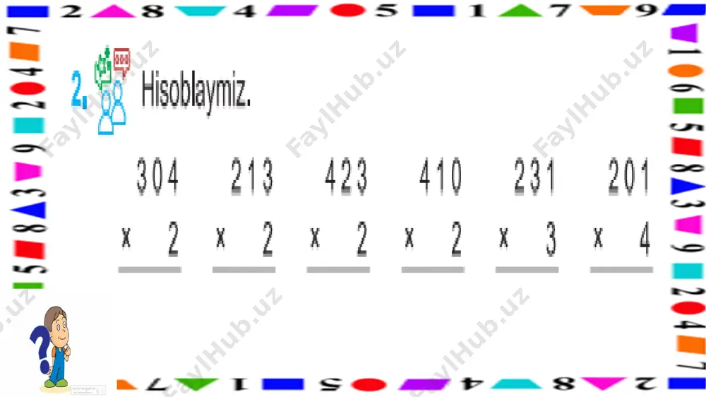 3-sinf.3xonali sonni 2 xonali songa ko`paytiris.8-mavzu - Page 5
