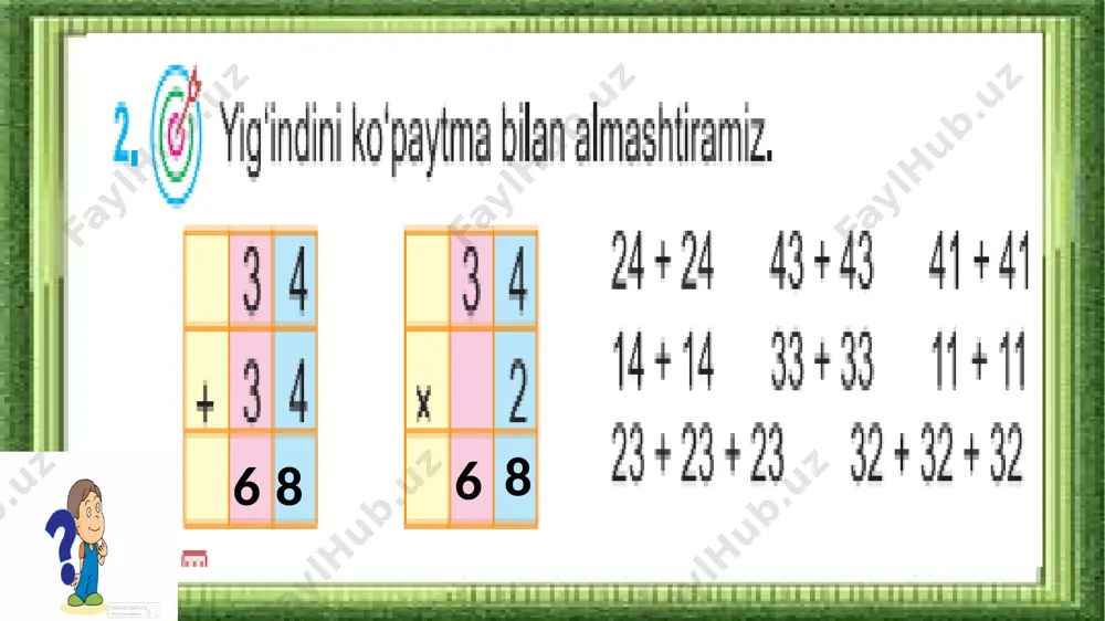 3-sinf.2 xonali sonni 1 xonali songa ko`paytirish.3-mavzu - Page 5