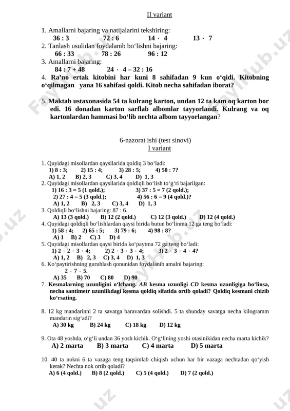 matematikadan nazorat ishlari namunalari 3 - Page 5