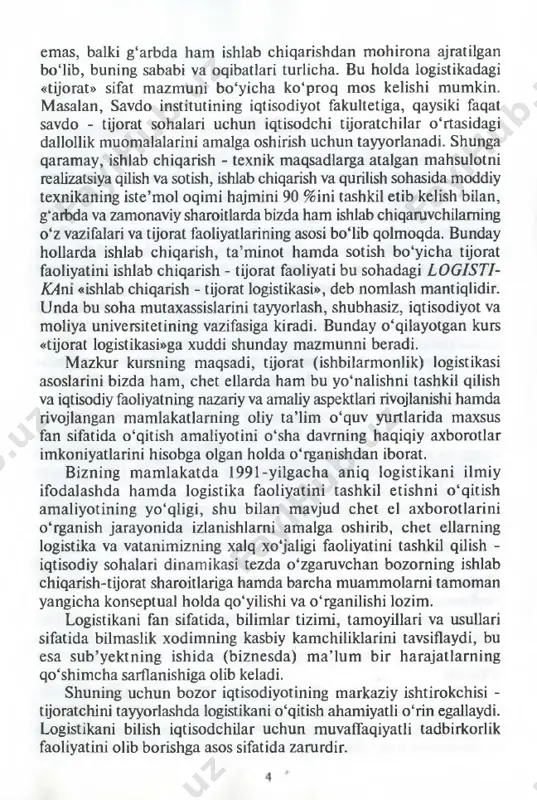 sankt-peterburgdagi harbiy akademiyaning asoschilaridan biri bo'lgan (1828). shahzoda aleksandr ii ning shaxsiy o'qituvchisi bo'lgan, haqiqatan ham uning uchun muallifning logistika bo'yicha eng muhim asari yozilgan va keyinchalik u ko'pgina tillarga taijima qilingan. u logistikani o'z ichiga rejalashtirish, boshqarish, ta’minlash, 5 qo'shinlami joylashtirish joyini belgilash, armiyaga transport xizmatini ko'rsatish bilan bogiiq masalalarning keng doirasini oluvchi qo‘shinlami boshqarishning amaliy san’ati sifatida belgilagan. 1884-yilda amerika harbiy-dengiz floti instituti kemachilik zaruratlari uchun «logistika» tushunchasini kiritgan. 1904-yilda jenevada itelson, laland va kutyurlarning taklifi bo'yicha falsa kongressi logistikani matematik mantiq sifatida belgilagan. logistika tamoyillari ikkinchi jahon urushi davrida amerika armiyasida moddiy- texnika ta’minoti hamda qurol-yarog‘, oziq-ovqat, transportni yetkazib beruvchilar va qo'shinlar o ’rtasidagi o'zaro hamkorlikni tashkil qilish sohasida keng rivojlangan. taktika, strategiya va razvedka bilan bir qatorda «logistika» atamasi bilan fuqarolik korxonalarining ta’minot-sotish faoliyati belgilanishi mumkin. harbiy sanoat, front orqasi va front ta ’minot bazalari va transportning aniq o'zaro hamkorligi amerika armiyasiga qurol-yarog', yonilg'i-moylash materiallari va …