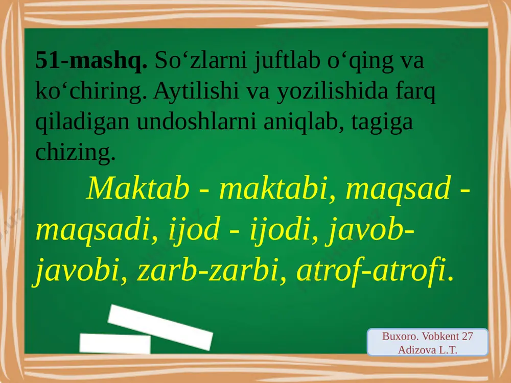 jarangli va jarangsiz undoshlar 50-53-mashqlar - Page 5