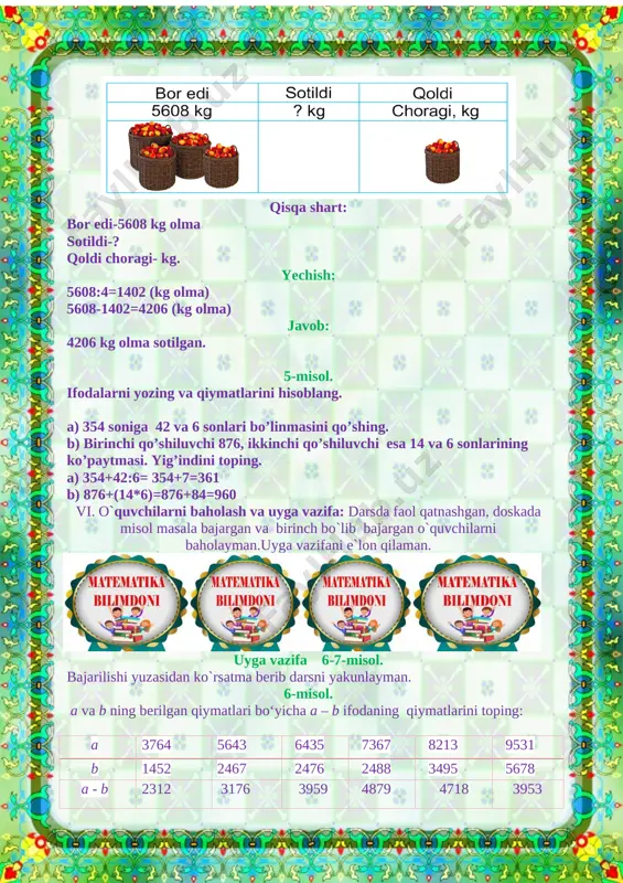 3-,,b''sinf matematika fanidan dars ishlanma - Page 5